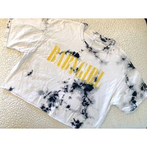 BABY GIRL graphic tee tie dye crop top